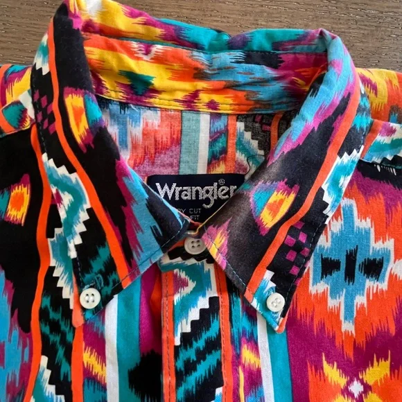 Wrangler Men's Brushpopper Southwestern Pearl Snap Shirt SEE DESCRIPTION - Picture 15 of 15